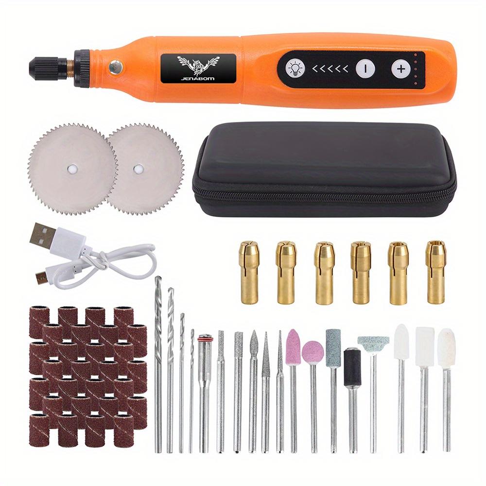 TEMU Orange Handheld Electric Grinder, Artificial Jade Carving Drill, Portable, , With Accessories And Storage Bag