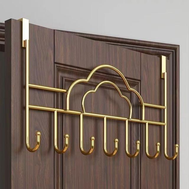 TEMU A Golden Cloud-shaped Hook For The Back Of The Door, A No-drill Door Hook For Hanging Towels, Bathrobes, And Coats, Perfect For Bedroom Storage