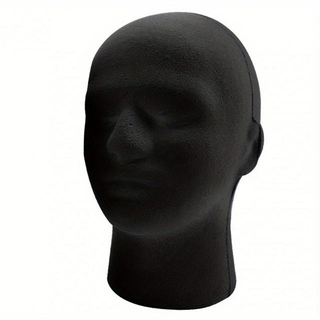 TEMU 1pc Of Flocked Display Mannequin Head, Black Foam Model Head, Wig And Hat Support Stand, Head Model