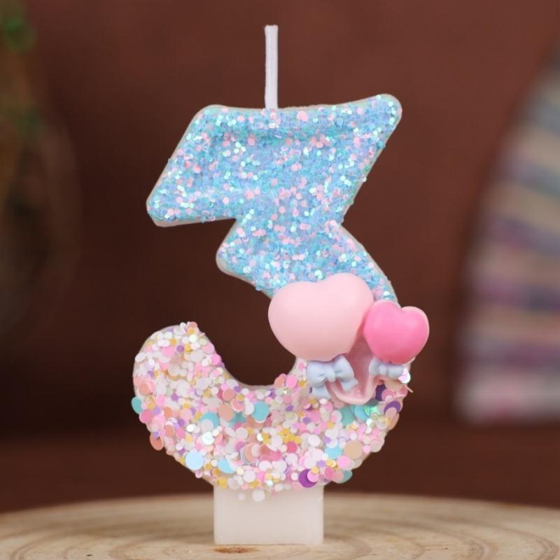 TEMU Nueva Vela de Balón 3D Adorable con Número, Vela , Suministros de Decoración para de Aniversario
