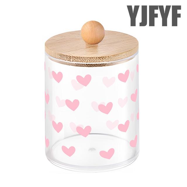 TEMU 1pc Acrylic Round Storage Jar With Bamboo Lid - Transparent Bathroom & Home Organizer Container For Toothpicks, Balls, Makeup Remover Pads - Lid, Durable Modern Vanity Organizer ( Needed