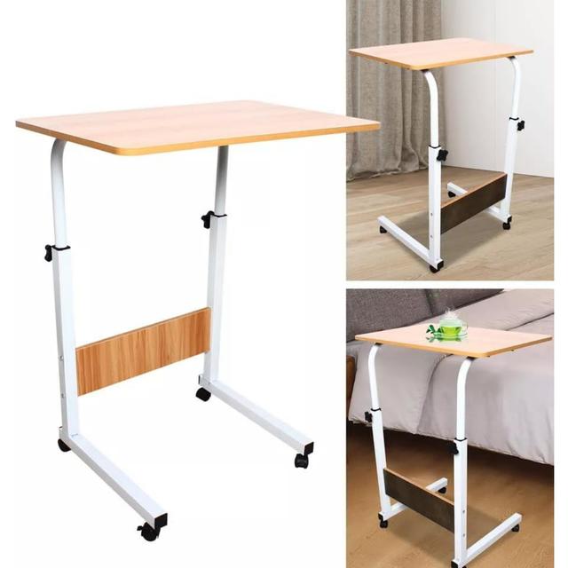 TEMU Laptop Table, Bar Table W|wheels, Height Adjustable, 70-90 Cm, Computer Desk, Mobile Side Table For Bedroom, Living Room, Office Top