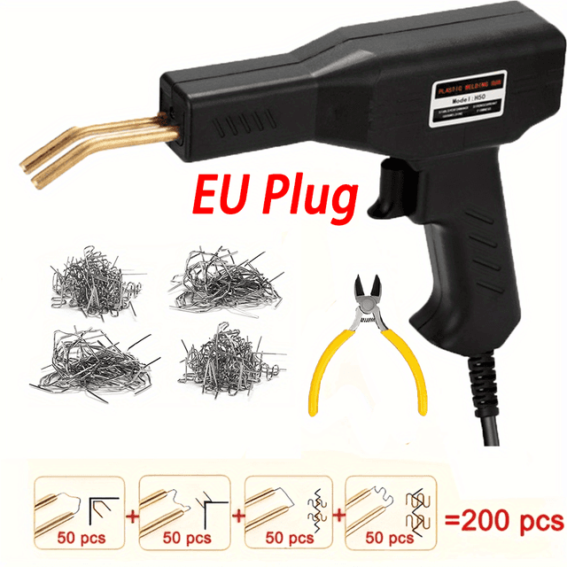 TEMU 50w Hot Stapler, Plastic Welding Machine Car Bumper Repair Kit With Plier, Flat/outside Corner/inside Corner/wave Welding Repairing Machine Welder Gun Repair, Without Battery
