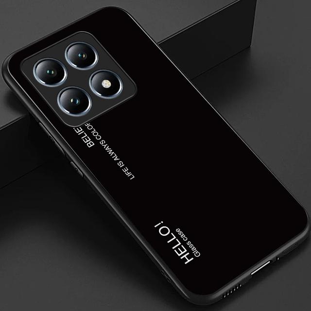TEMU Funda para Teléfono - Elegante Cubierta Trasera de Vidrio Brillante para Xiaomi 14T Pro 14T, con un Degradado en Negro, Azul y , Perfecta Como Regalo