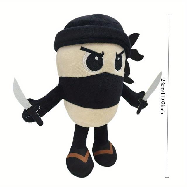 TEMU Cute Plushdoll With Bandana & Knife Design - Soft Multicolor Home Decor, Car Interior Decor, Birthday Christmas Halloween Gift For Fans & Collectors