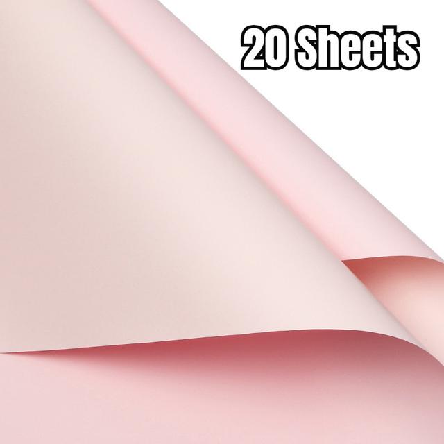 TEMU 20pcs Elegant Pink Series Waterproof Floral Gift Wrap Paper, Plastic Material, Double- Design, With Multiple Components For Florist Supplies, Birthday & Wedding Bouquets