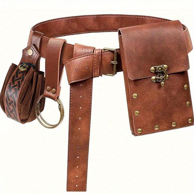 TEMU 4pcs Renaissance Waist Bag Coin Purse Skirt Costume Set, Medieval Festival Costume Halloween Accessories, Vintage Casual Waist Bag, Suitable For Daily And Festival Use