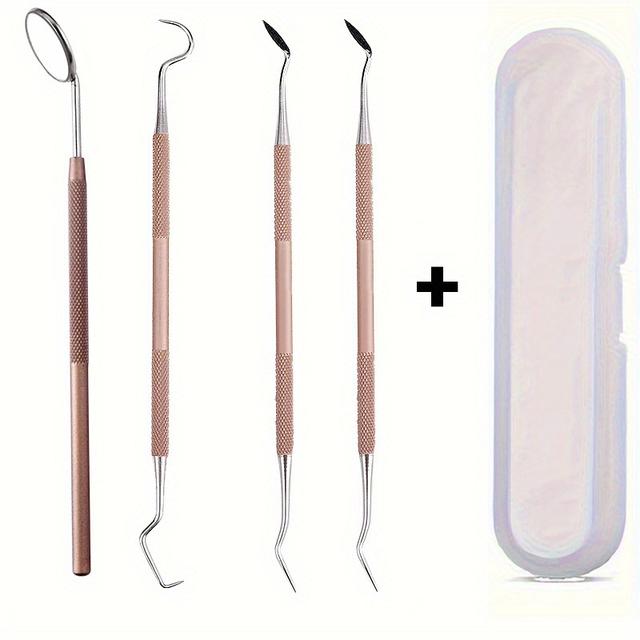 TEMU Edelstahl-Zahnstocherset und Zähneputzwerkzeug, aus hochwertigem Edelstahlmaterial gefertigt, geeignet für Menschen und Haustiere