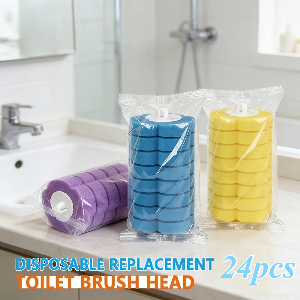 TEMU Toilet Cleaning Rod Replacement Set | 3-color Transparent Packaging Bags, Disposable Toilet Replacement Head Pads, Suitable For Bathtubs And Washbasins
