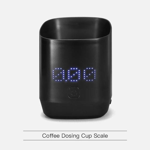 TEMU كوب قياس القهوة الرقمي 500 جرام/0.1 جرام مع صينية عرض، كوب قياس دقيق، أدوات باريستا المطبخ، ملحقات الإسبريسو، بطارية قابلة للشحن مدمجة
