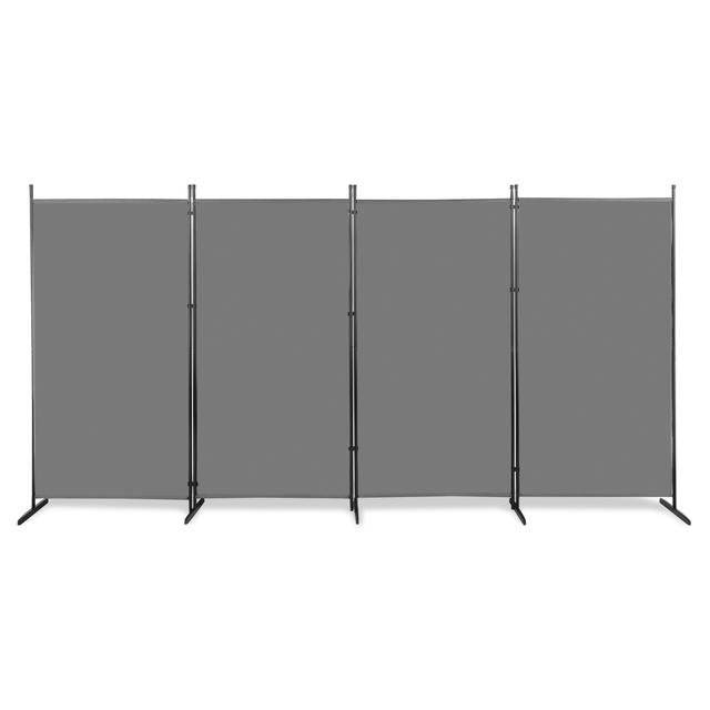 TEMU 6ft 3-panel Foldable Room Divider Screen - Heavy-duty Carbon W/ Plastic Feet, 160gsm Polyester Fabric, Privacy Partition For Office & Bedroom (grey)
