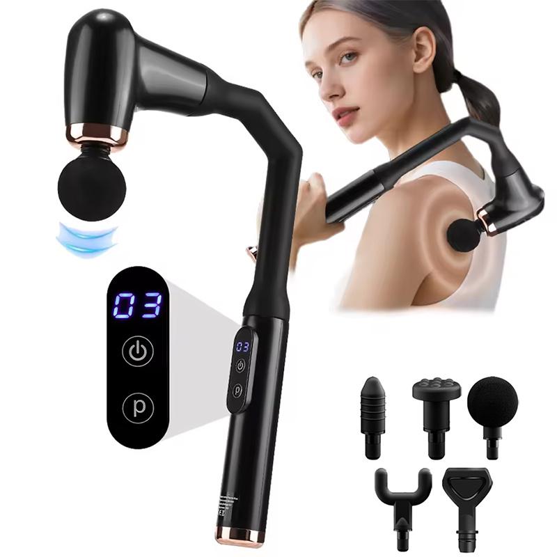 TEMU U-shaped Long Handle Massager, Fascia Gun Massager Handle Elbow 6 Speeds 3 , Quiet & Long , Black, For Home Office Full Body Massager