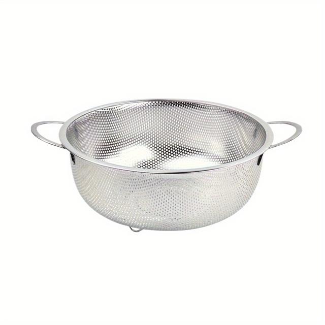 TEMU 1-3pcs Stainless Steel Strainers With Handles, Micro-perforated Design, Dishwasher Safe, Essential Kitchen Drainage Basket, Multiple Sizes Available For Quick Draining