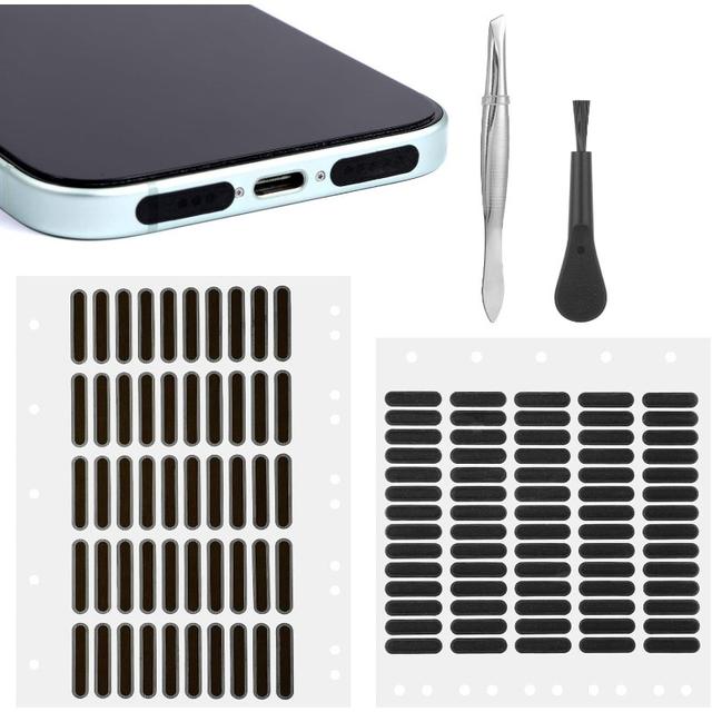 TEMU 120pcs Of Adhesive Mesh Covers For Phone Speakers To Prevent Dust, Complete With Tweezers And A Cleaning Brush.