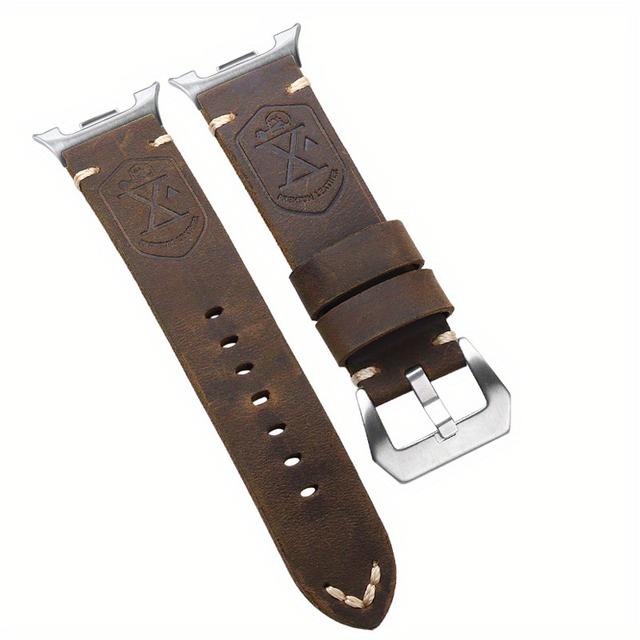 TEMU This Handmade Top Layer Cowhide Strap Is Suitable For The Galaxy Watch 8 Classic 46mm, While The Strap Fits The Galaxy Watch 8 44mm And 40mm, Making It A Thicker Accessory For Men's Wristbands
