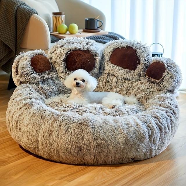 TEMU 1pc Cute Shaped Pet Bed, Calming Donut Bed, Warm Comfortable Soft Round Cuddler Lounger, Plush Polyester Pet Mat, With Assembly Not Required For Cats And Small Dogs