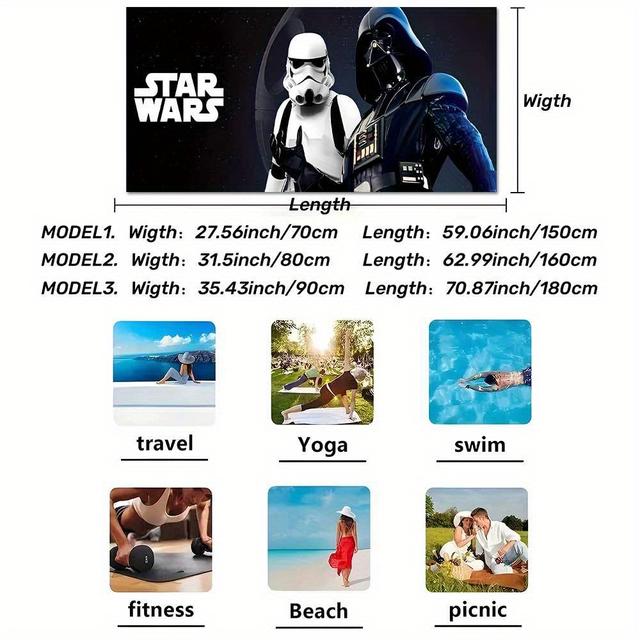 TEMU Beach Towel - Quick-dry Polyester Microfiber Blanket With Stormtrooper Design, Summer, Swimming, Parties & Birthdays, Beach Accessories | Theme | Durable Fabric