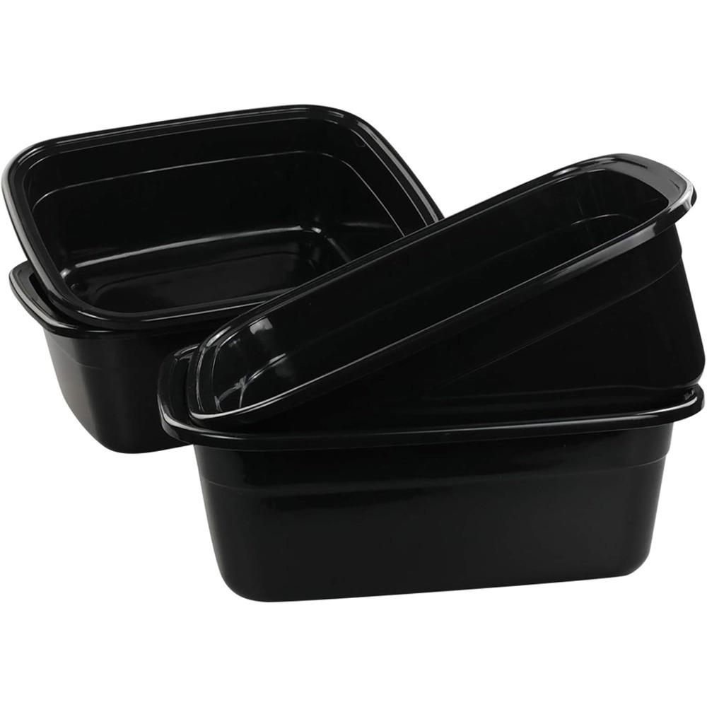 TEMU Ensemble de 4 Égouttoirs en Plastique Noir Durable, Bassin de Lavage Polyvalent pour Cuisine et Salle de Bain, Accessoires de Lavage de Vaisselle