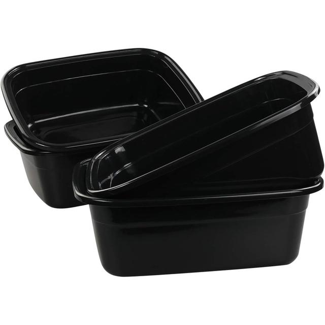 TEMU Ensemble de 4 Égouttoirs en Plastique Noir Durable, Bassin de Lavage Polyvalent pour Cuisine et Salle de Bain, Accessoires de Lavage de Vaisselle
