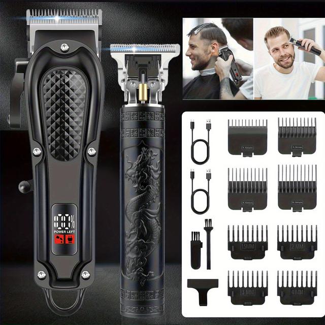 TEMU Set Of 2 Professional Hair Clippers For Men, Ideal For Grooming And Trimming Beards. This Rechargeable Hair Cutting Machine A Great Gift For Father's Day Or Any Holiday