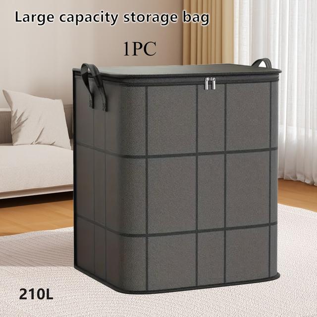 TEMU 4pcs, 1pc Layered Storage Bag New Foldable Clothes Organizer Seasonal Quilt Storage Pouch Double Zipper Non-woven Fabric Moving Bag Closet-friendly Underwear Basket