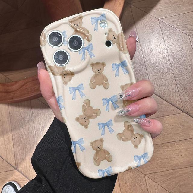 TEMU Phone Case - This Phone Case Features A Cute Teddy With A , A Wavy Edge, And Is Thick And Shockproof. Suitable For And Iphone Including 11, 12, 13, 14, 15, 16, 17 Pro Max, Mini