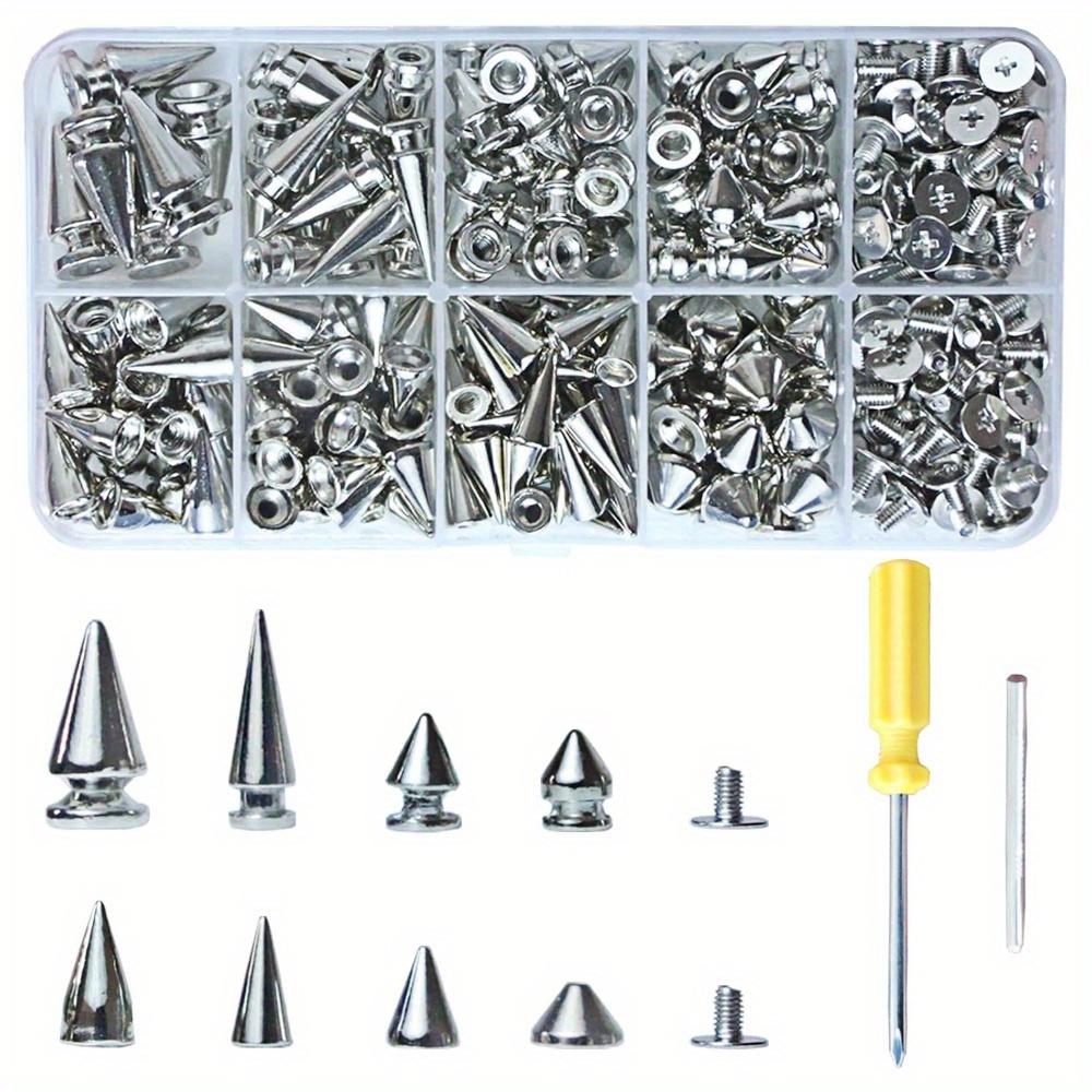 TEMU 354 Sets Punk Kit, 8 Sizes Cone Spikes, Metal Tree Spikes Studs For Leathercraft And Punk Style Clothing Additions Craft Decoration
