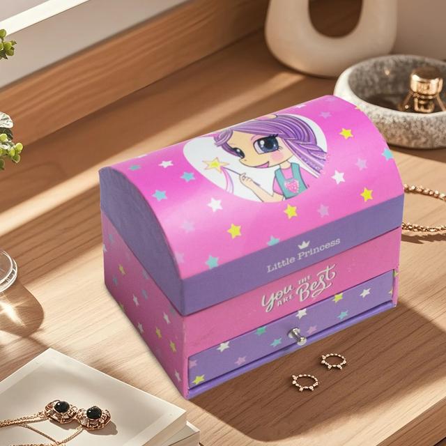 TEMU Caixa de Armazenamento de Joias com Gavetas de /Dupla, com Espelho, Armazenamento de Joias/Bonecas/Pequenos Objetos, Presente de Aniversário, Caixas de Joias