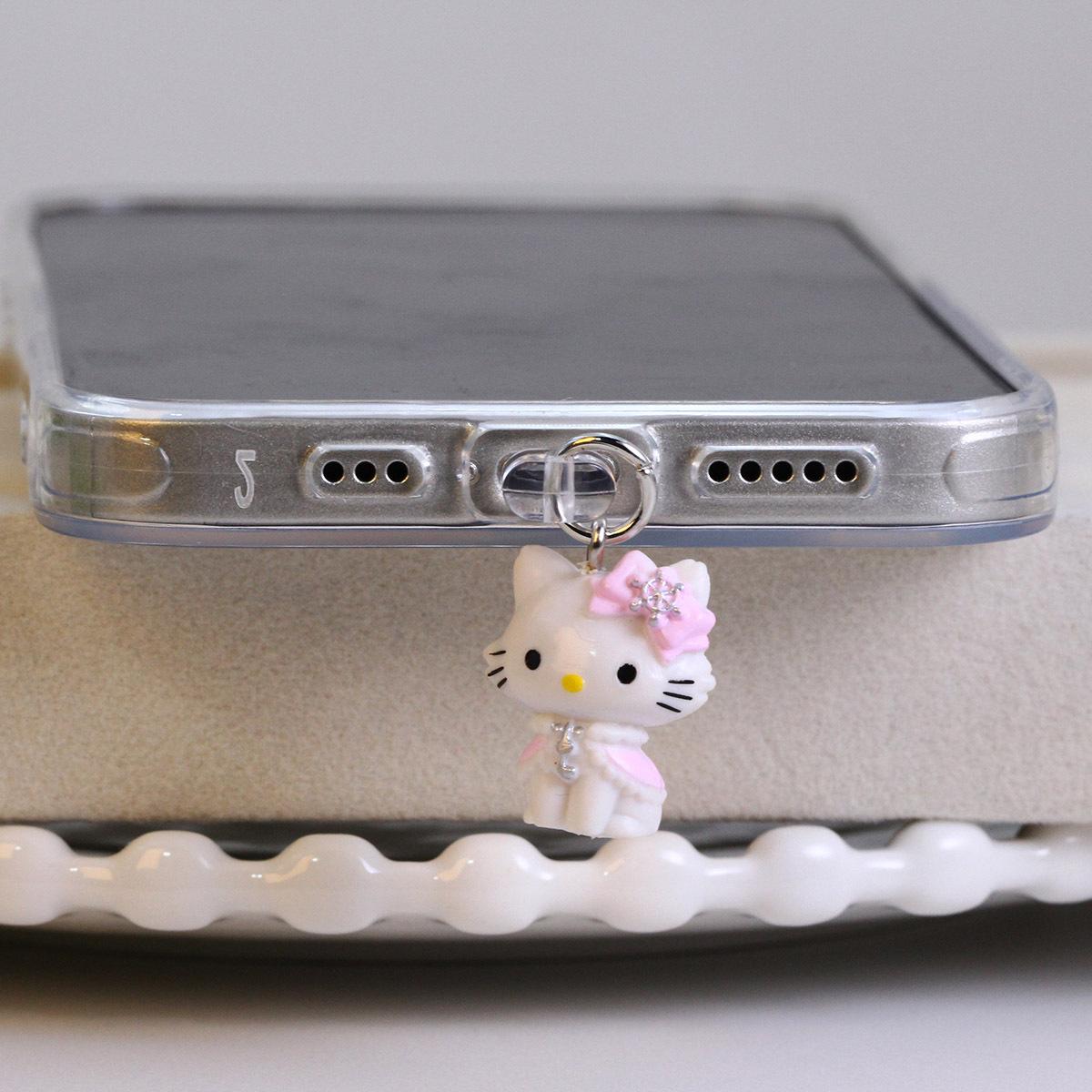 TEMU 3d Hello Kitty Strawberry Dust Plug, Mobile Phone Tablet Charging Port Cute Pink Cat Dust Plug