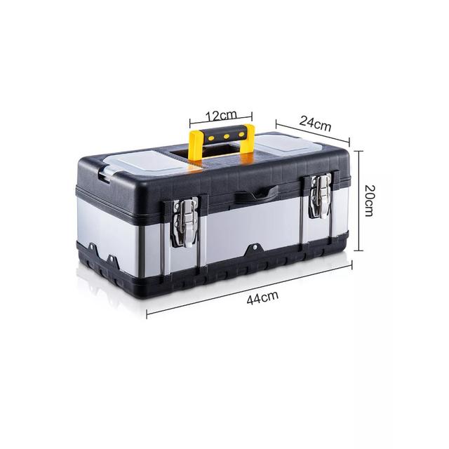 TEMU Tool Box 14-19 Inch Tool Box Empty Workshop Box Tool Box In Case Metal Clasps With Removable Carrying Handle