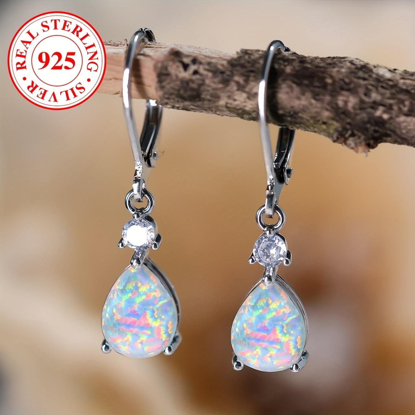 TEMU Elegant Water Drop Earrings Made Of 925 Sterling Silver With , Perfect For Women's Fashion And Ideal For Parties And Banquets As A Jewelry Gift, Weighing 2.3g