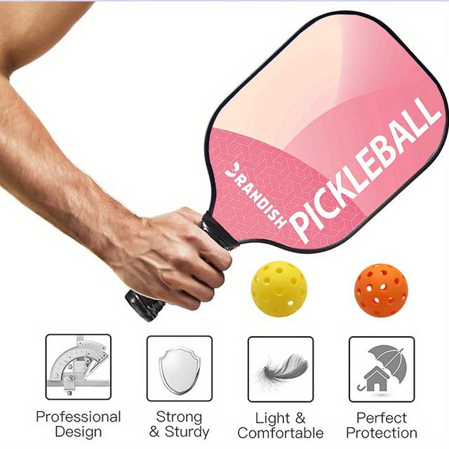 TEMU Pickleball Set Of 1 Paddles With 2 Balls, Pinkpickleball Paddles, Fiberglass Pickleball Rackets With