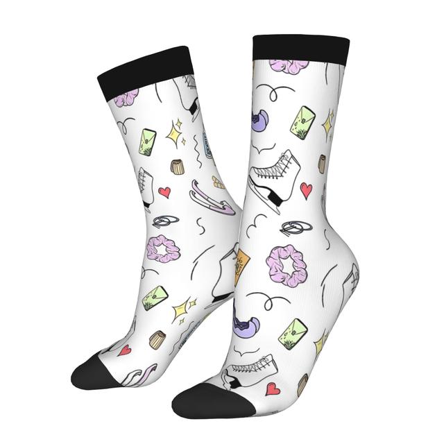 TEMU Figure Skating Socks With Ice Skating - Pastel Ice Skate, Ribbon & - Breathable Comfortable Apparel For Skating Practice, Wear - Cute Gift For (beginners To Champions)