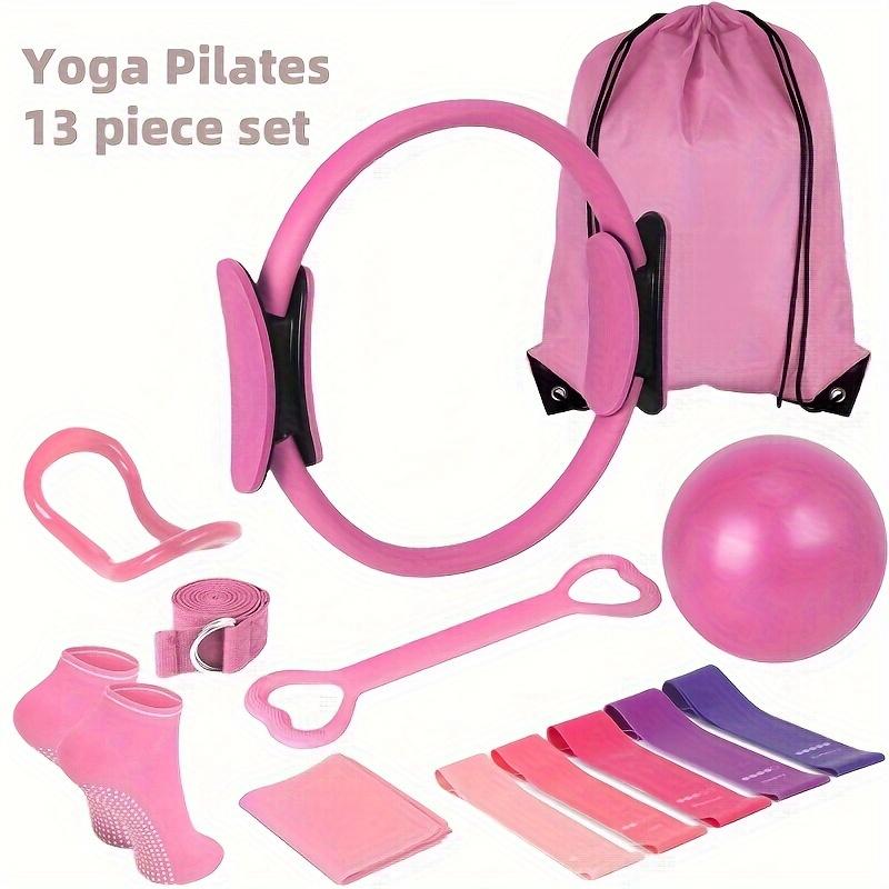 TEMU 13pcs & Fitness Set - Includes Resistance Bands, Core Ball, Anti-slip Socks, And Storage Pouch - Home Workouts & Flexibility Training, |vibrant Workout Gear|durable Yoga Equipment