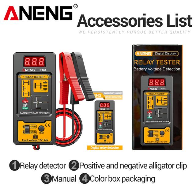 TEMU Rt01 Car Relay Tester Voltage Tester Universal 11-25v Automotive Car Battery Check Led Indicator Light Relay Diagnostic Voltage Display Tools Without Battery