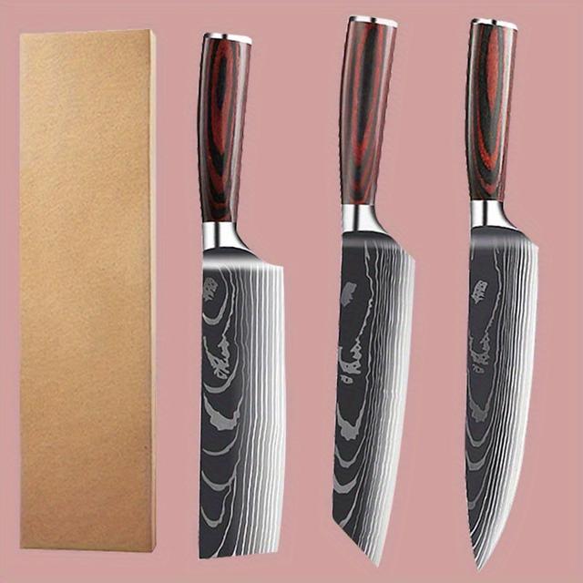 TEMU ナイフセット, 高炭素ステンレス鋼ダマスカス製図ギュトクリーバーセット, 調理ナイフ, 骨抜きナイフ, 家庭用調理ツール, カッティングナイフ, シェフナイフ, 野菜ナイフ, 肉切り包丁, 手鍛造ユーティリティナイフ, キッチン用