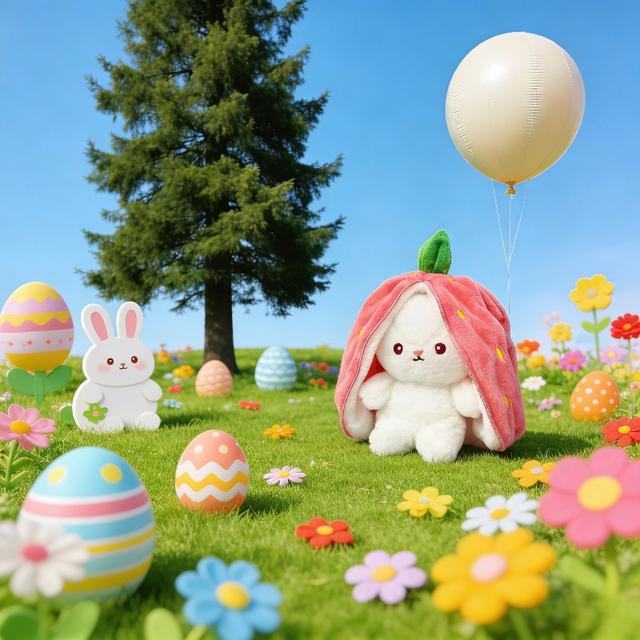 TEMU أرنب الجزر وأرنب الفراولة لعيد الفصح | ألياف بوليستر، ألوان مختلطة، مثالي لاحتفالات والأصدقاء