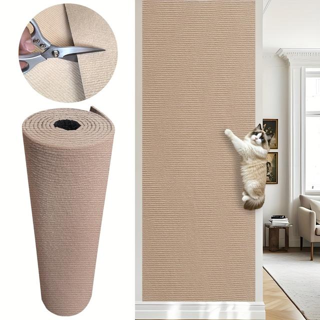 TEMU 1pc 15.75 * 118.11in Self-stick Cat Scratching Pad | Durable Sisal-polyester Blend - Furniture Protector With Damage-free Removal & Wall-mountable | Ideal For Indoor Cats (christmas Gift Ready)