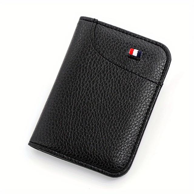 TEMU Slim Wallet Card Holder - Minimalist Style, Durable Multifunctional, Compact Opening Design, Can Hold Credit Cards, Debit Cards And Cash, White/red/blue Logo Design