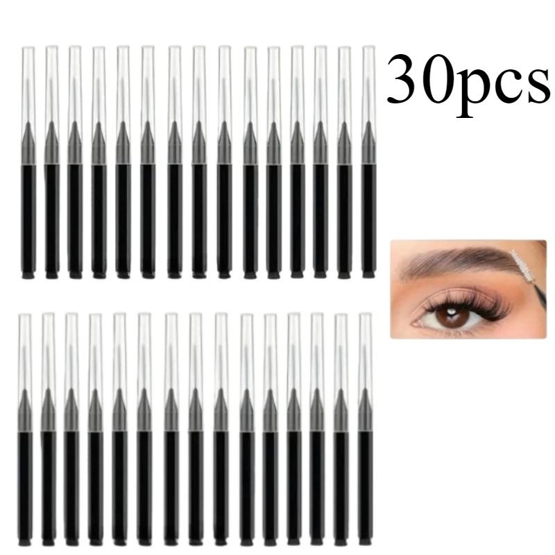 TEMU 30pcs Mini Eyebrow And Eyelash Brushes, Disposable Flexible Tiny Mascara Brush Heads, Hypoallergenic Makeup Tools, Eyelash Filling Brow Lifting Dyeing Extension Brushes