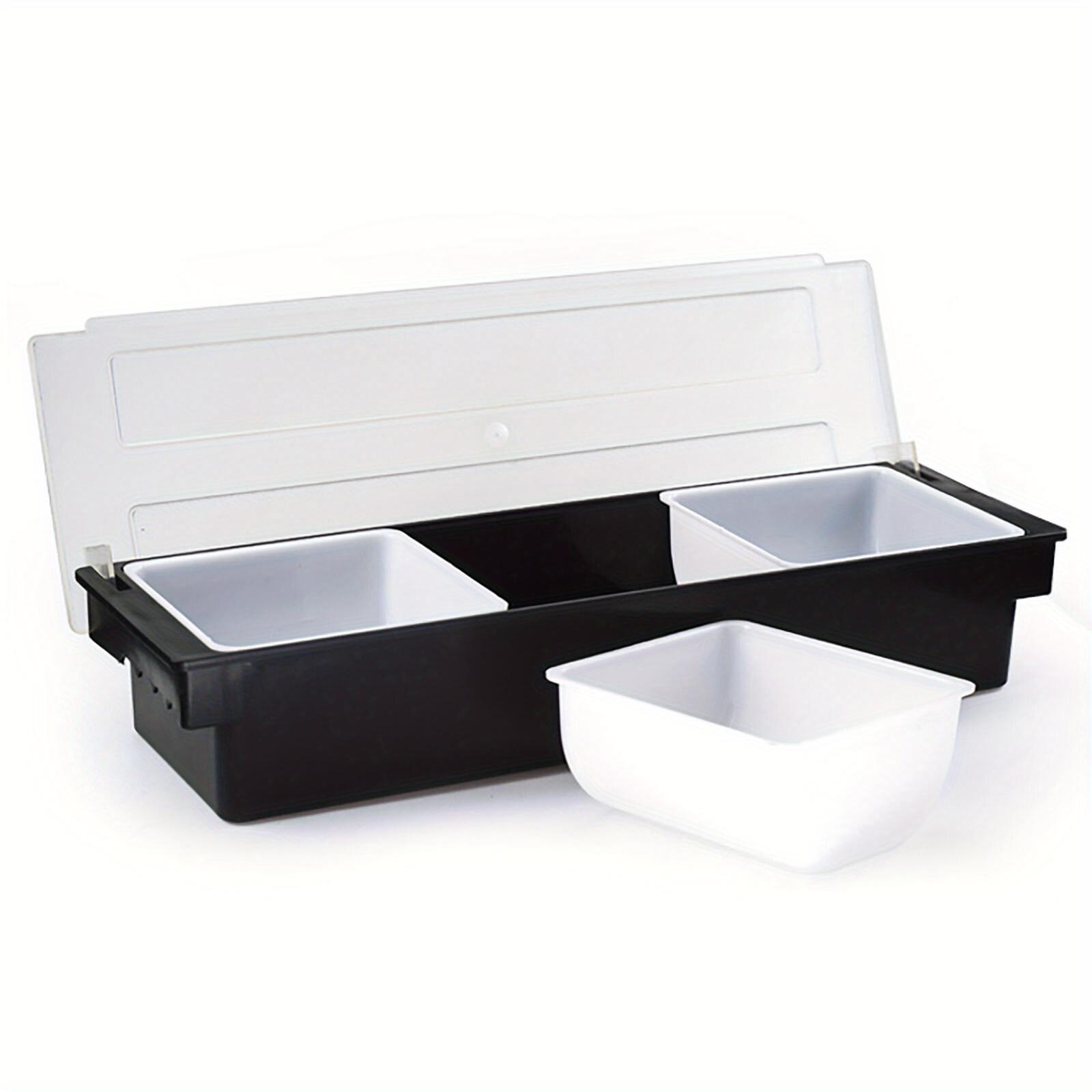 TEMU Yunrux Plastic Storage Containers With Lids, Featuring A Tray Bar Top Condiment Dispenser That Includes A Lid And -compartment Tray, Ideal For Home Use, Restaurants, Buffets, And Bars