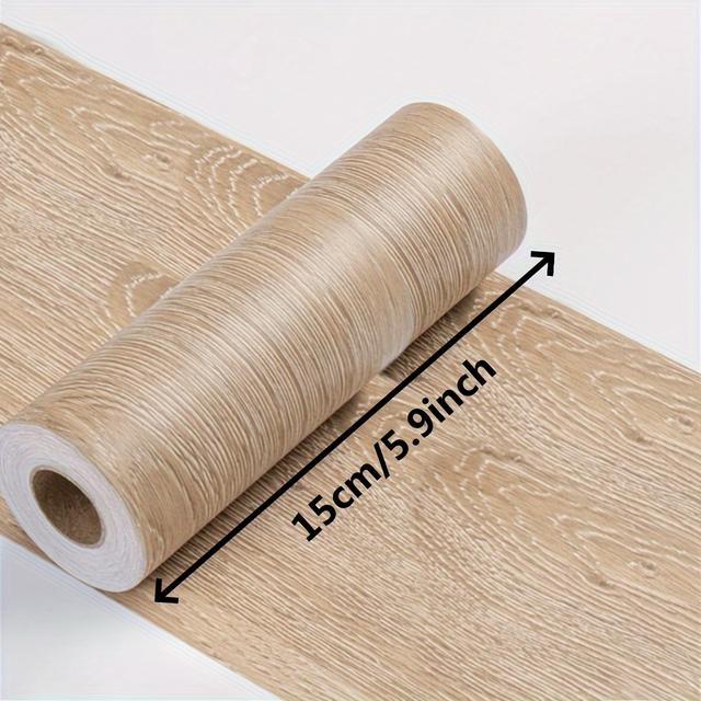 TEMU 1pc 15cmx5m Self-adhesive Door Frame Tape- Wood Grain Renovation Repair Strip Broken Surfaces, Easy Application, Brick& Stone Pattern, Vinyl Material, Home Decor