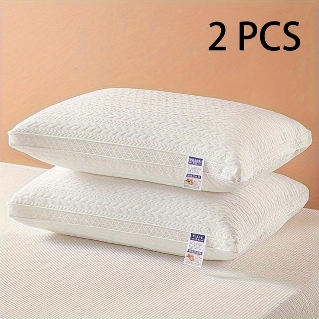TEMU 2pcs - Suitable For Back And Side Sleeper, Used All Year Round, Featuring Soft And Comfortable Filling, Moisture Wicking And Breathable, White Colour - Home, Living Room, Bedroom Multi-