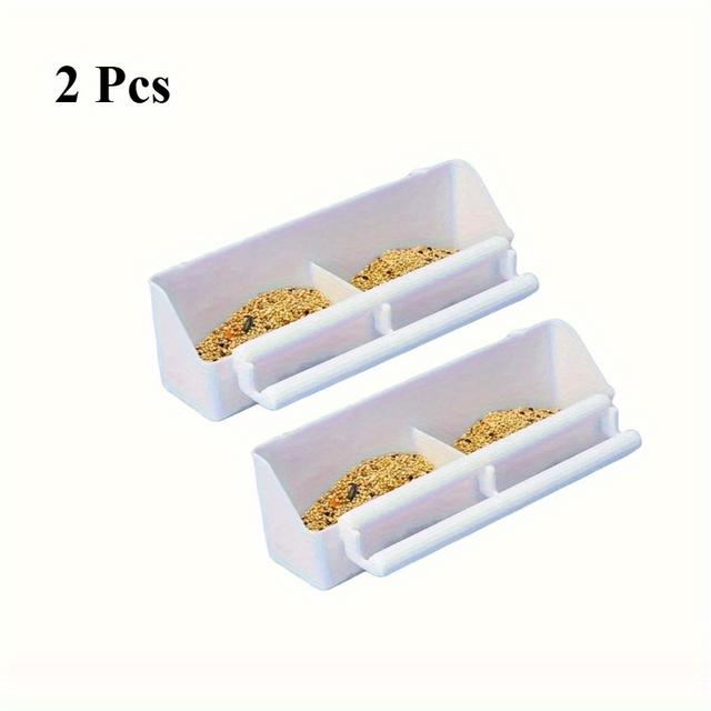 TEMU 2 Stück Doppelfach-Vogel-Futterautomat – Langlebige Kunststoff-Papageienfutterschale mit Käfighaken, leicht zu reinigen, geeignet für kleine große Vögel, für den Außenbereich