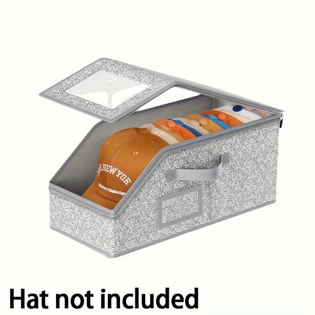 TEMU 2025 New Multi-functional Dustproof Zipper Storage Box, Large Capacity Foldable Wardrobe Organizer Bin, Stackable For Baseball Caps And Clothes
