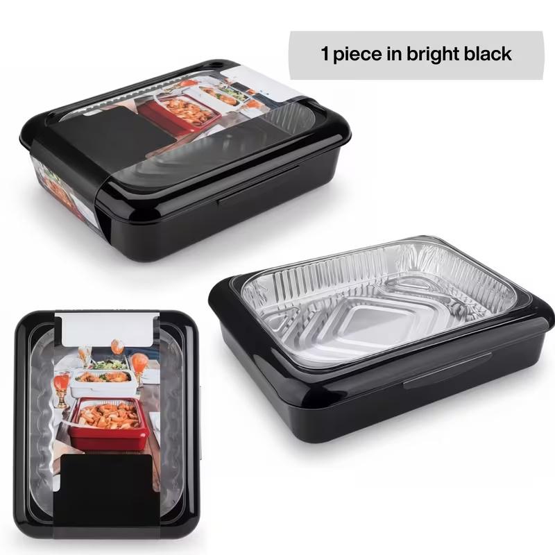 TEMU 2-in- Tray - Stackable Salad And Bbq Containers | Heat Preservation, Party Dinner Crisper, Aluminum Foil, Ideal For Picnics, Parties, Camping, Travel, Dishwasher Safe