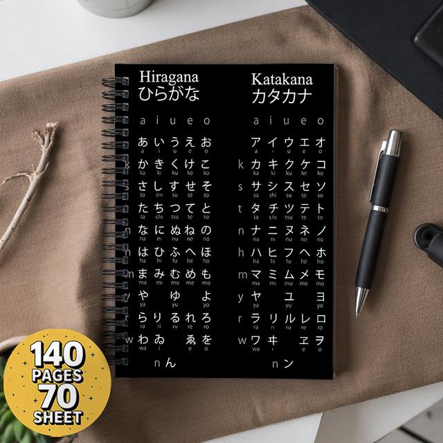 TEMU Japanese Notebook With 140 Sample Sheets & Writing Practice Pages - Language Learning & Gaming , Compact Portable Design For Japanese Practice, Minimalist Layout For Beginners To Advanced