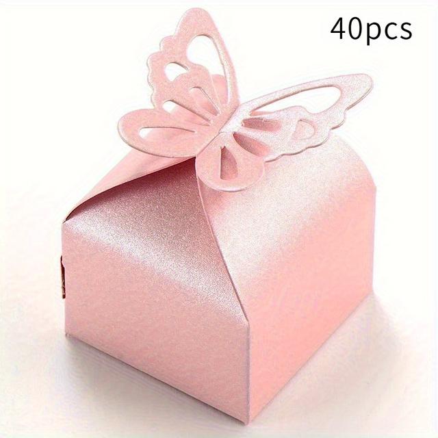 TEMU 40 cajas de regalo con rosa y maripositas, dulces en forma - Elegantes fiambres para boda o ; bolsitos decorativivos especiales | + diseño oro – Suministros envoltura obsequios Halloween