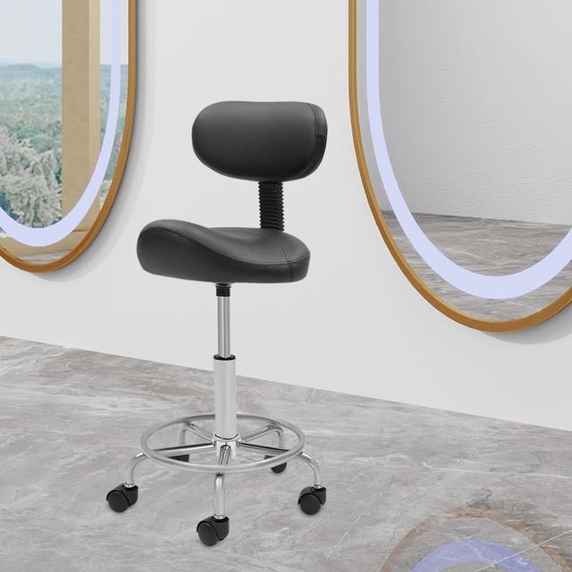 TEMU Stool Featuring Back Support, Adjustable Height For Office Or Spa Use, With Wheels For , Durable And Resistant To Wear, Allows For 360° Rotation, Suitable For Hair Salons, Beauty Parlors, Tattoo