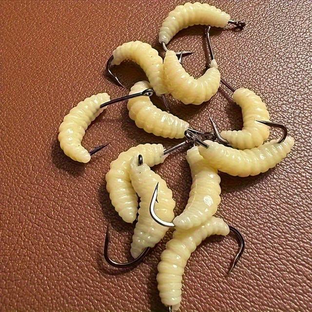 TEMU 30pcs Set Of Premium Rubber Fishing Bait - Durable Bait With Hook And For Sea Bass, Sea Bass, And